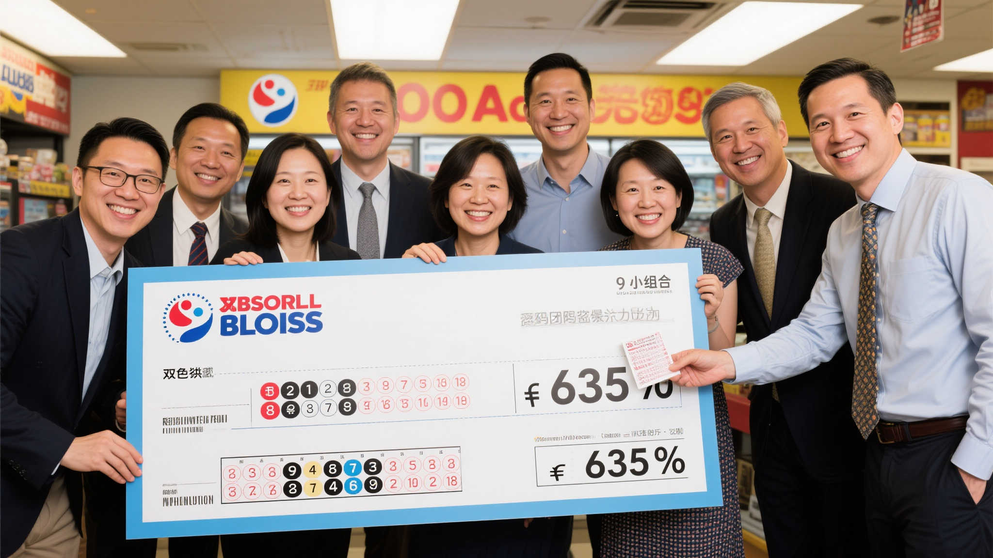 9人合买团喜中双色球635万 近4万观众围观兑奖直播